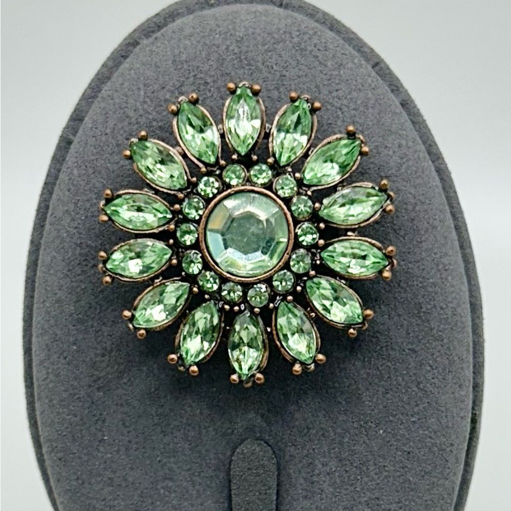 Art Deco Light Green Jeweled Brooch,